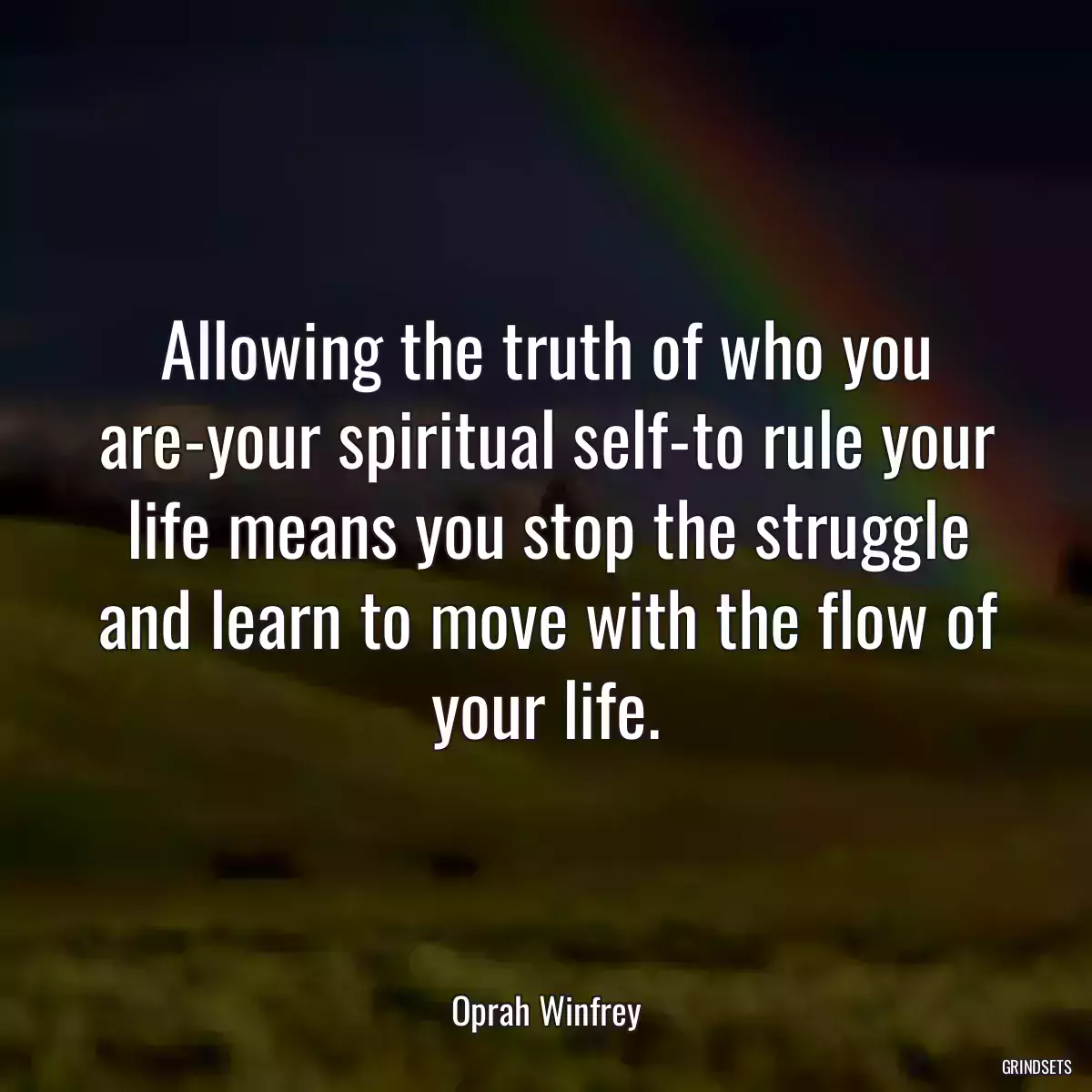 Allowing the truth of who you are-your spiritual self-to rule your life means you stop the struggle and learn to move with the flow of your life.