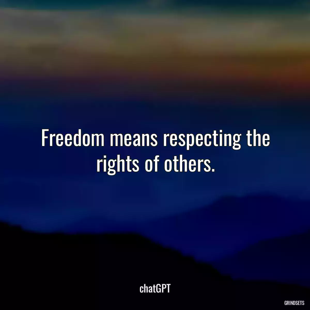 Freedom means respecting the rights of others.