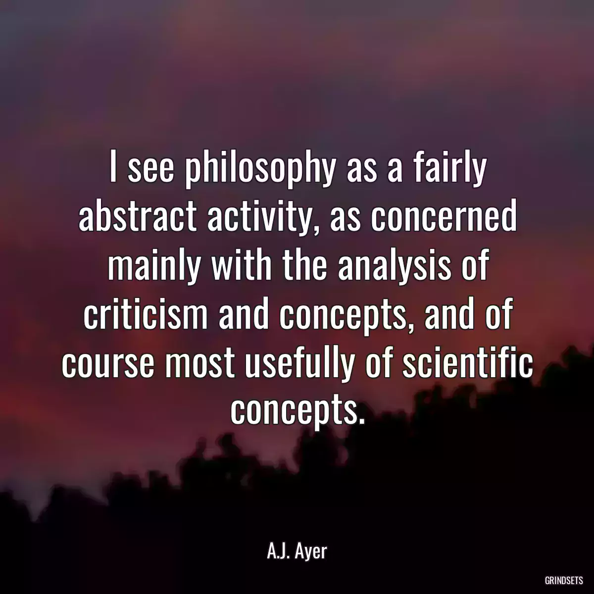 I see philosophy as a fairly abstract activity, as concerned mainly with the analysis of criticism and concepts, and of course most usefully of scientific concepts.