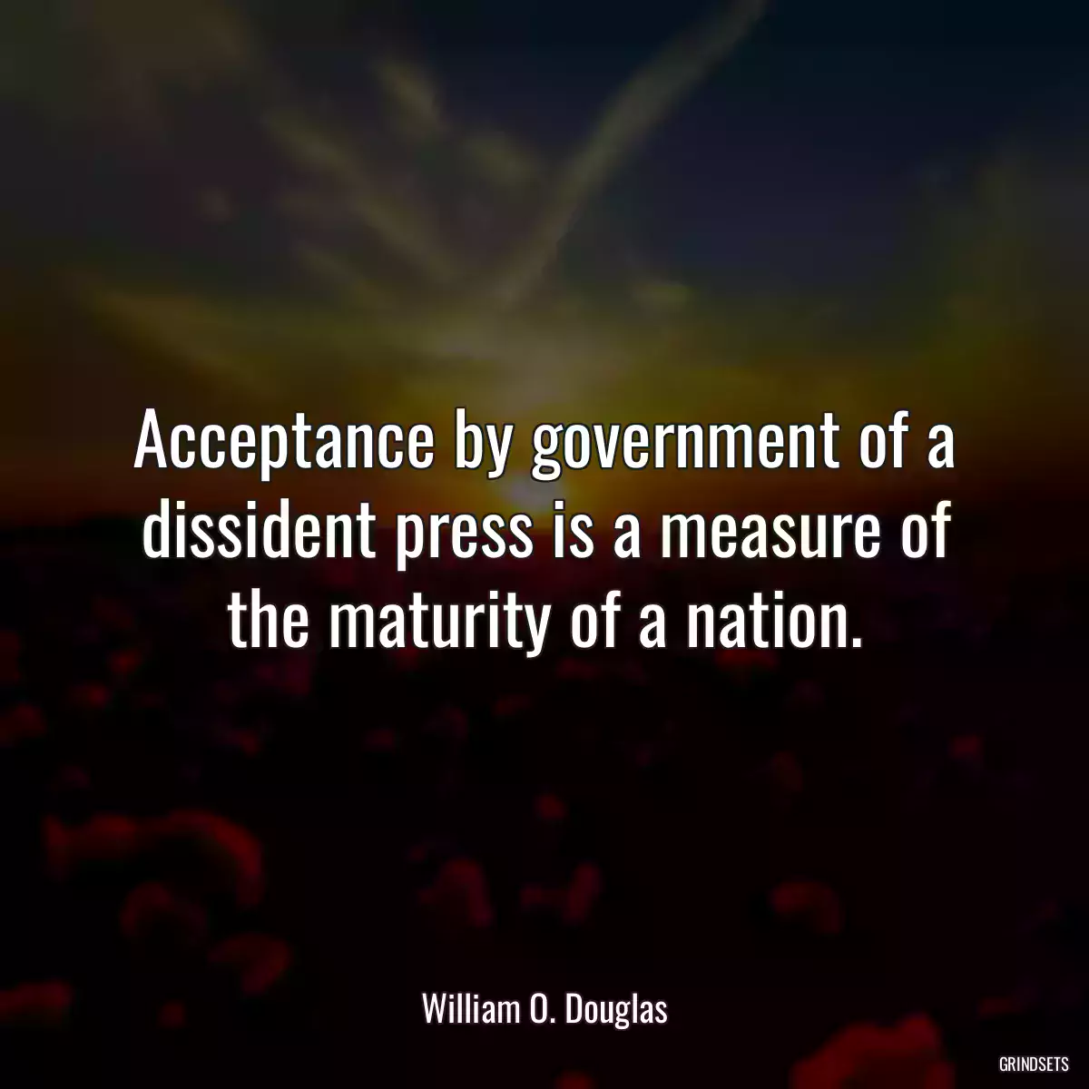 Acceptance by government of a dissident press is a measure of the maturity of a nation.