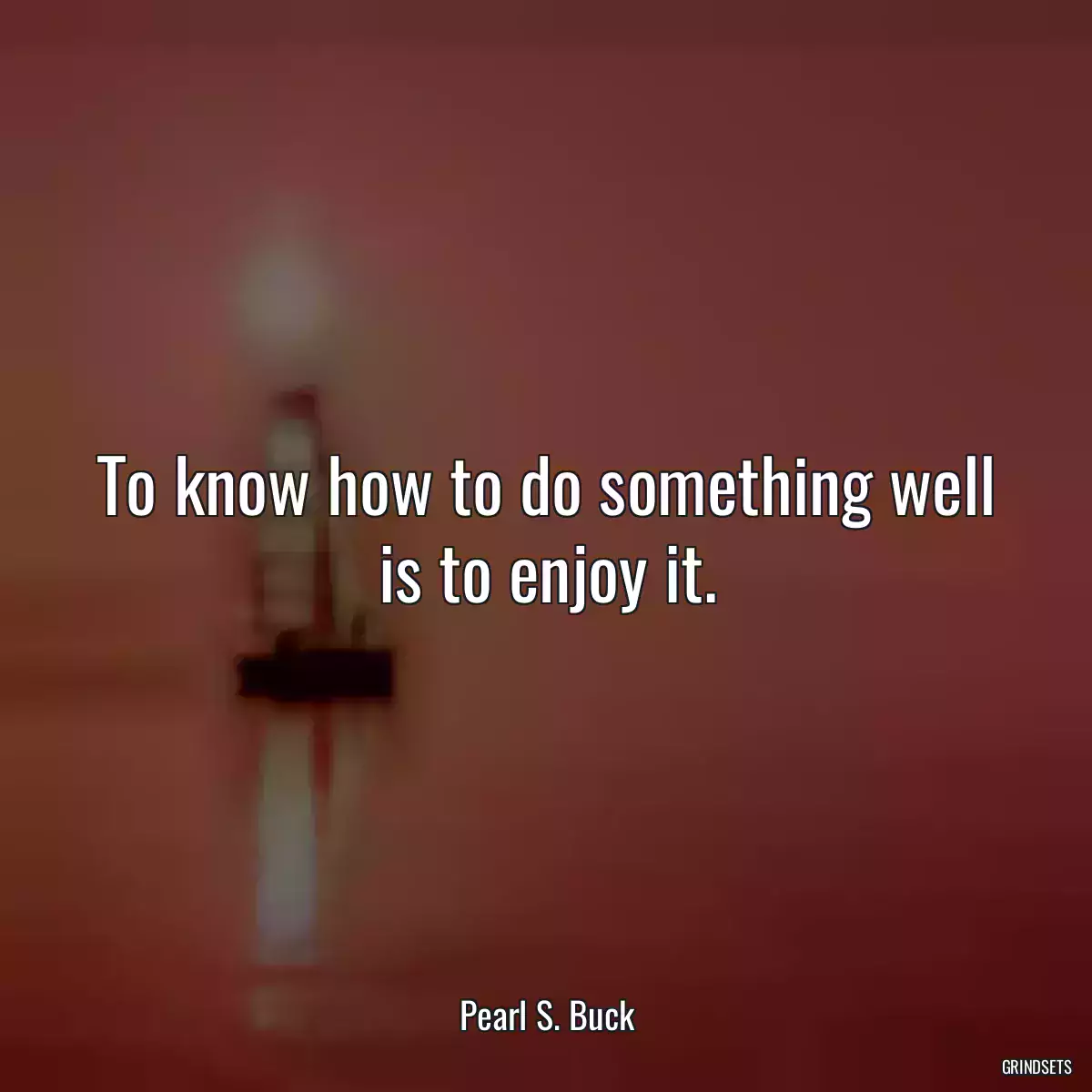 To know how to do something well is to enjoy it.