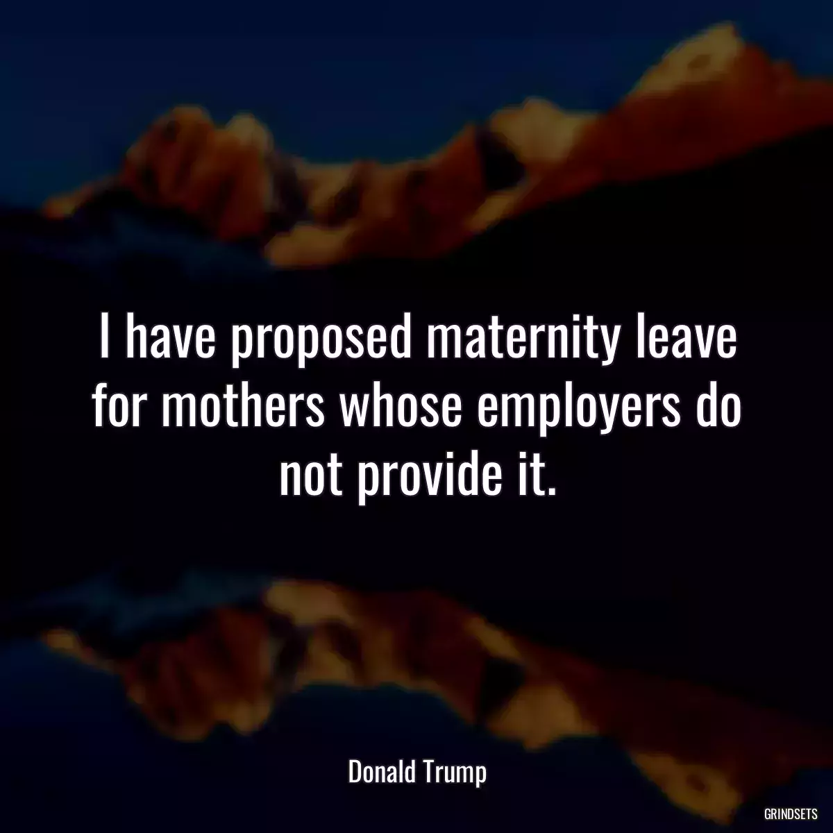 I have proposed maternity leave for mothers whose employers do not provide it.