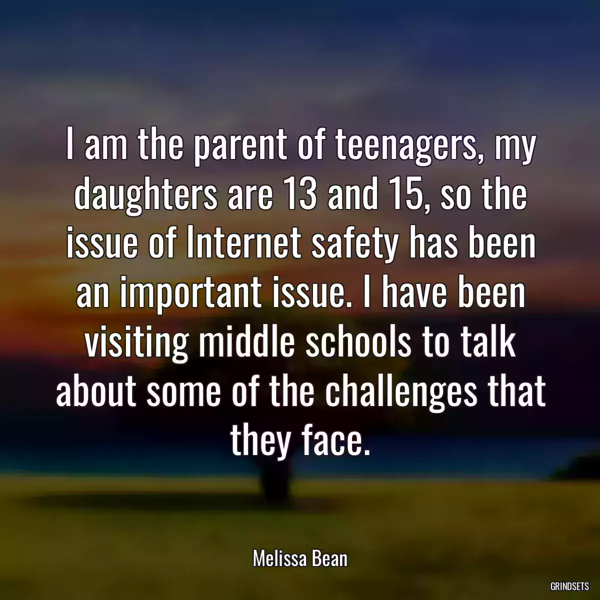 I am the parent of teenagers, my daughters are 13 and 15, so the issue of Internet safety has been an important issue. I have been visiting middle schools to talk about some of the challenges that they face.