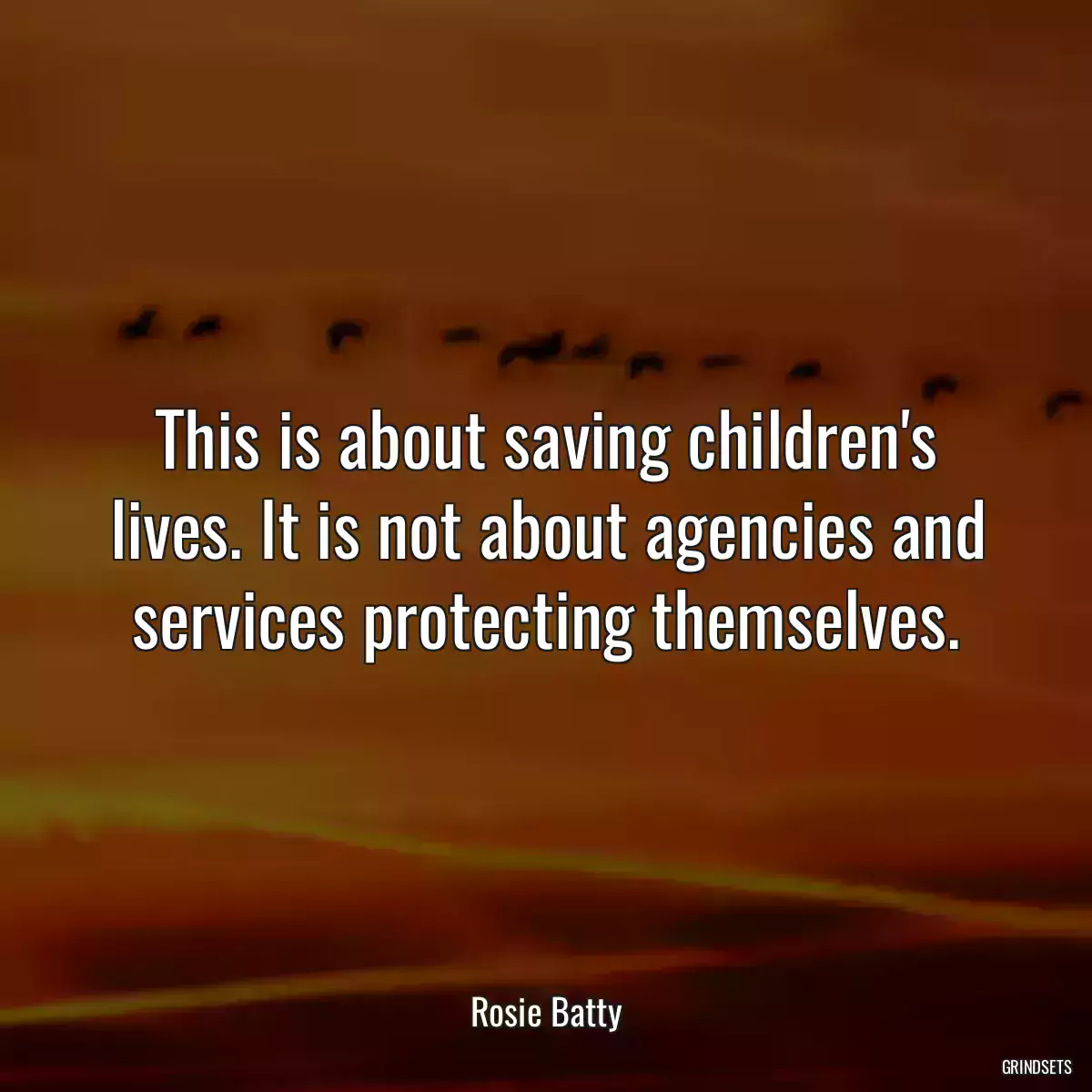 This is about saving children\'s lives. It is not about agencies and services protecting themselves.