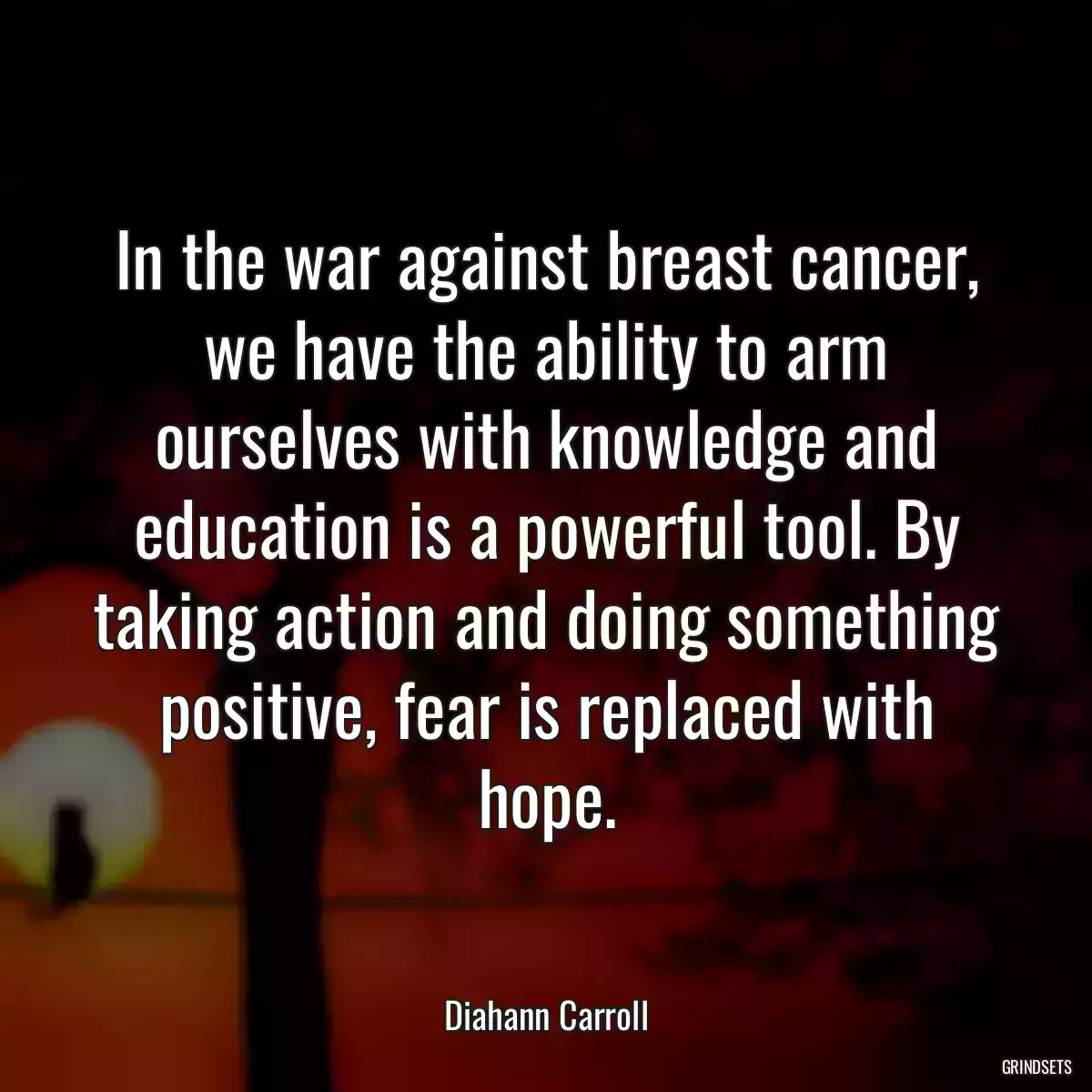 In the war against breast cancer, we have the ability to arm ourselves with knowledge and education is a powerful tool. By taking action and doing something positive, fear is replaced with hope.