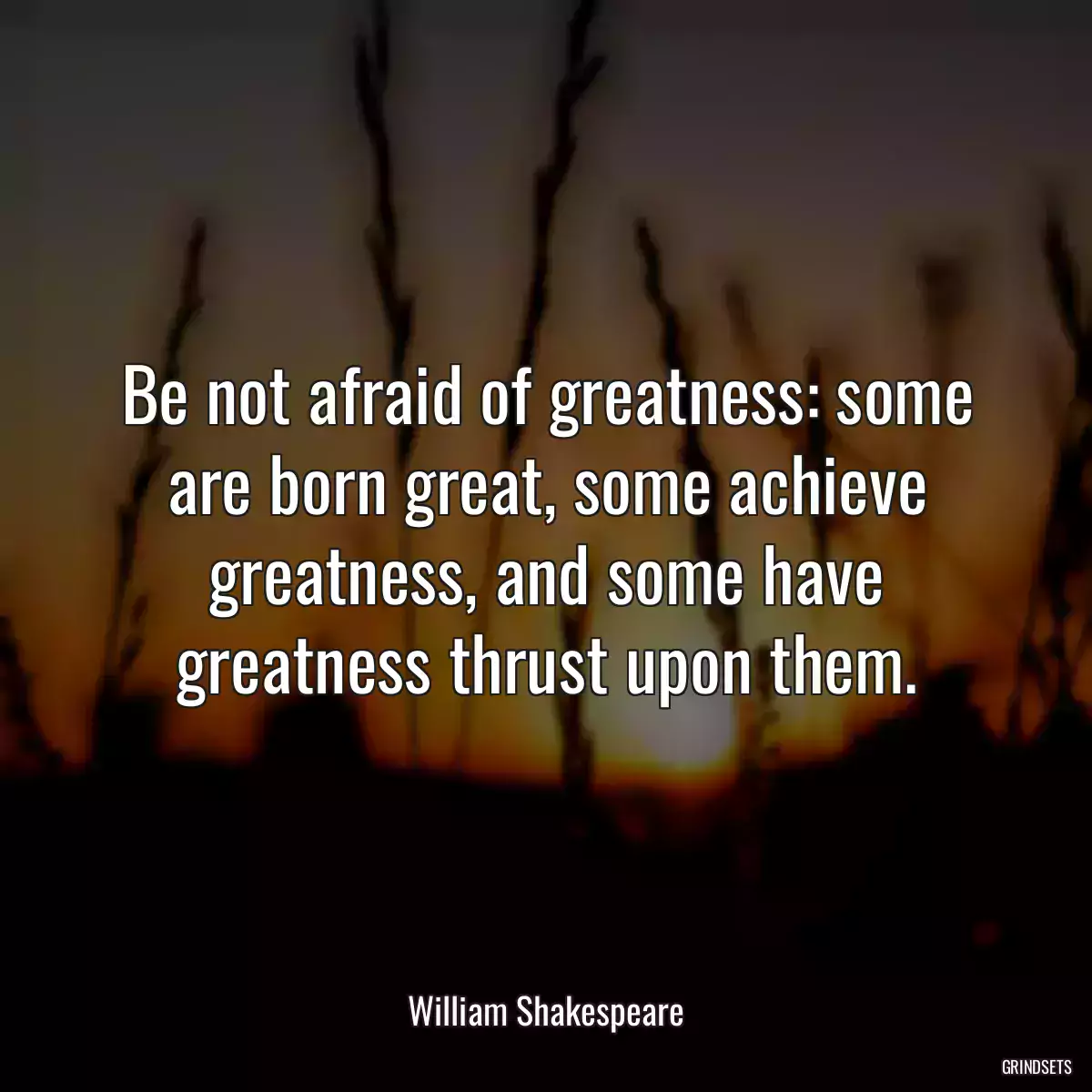 Be not afraid of greatness: some are born great, some achieve greatness, and some have greatness thrust upon them.