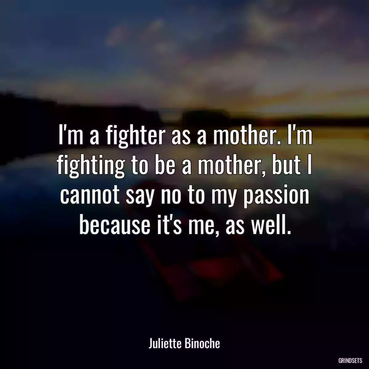 I\'m a fighter as a mother. I\'m fighting to be a mother, but I cannot say no to my passion because it\'s me, as well.