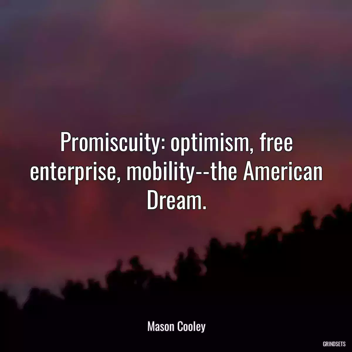 Promiscuity: optimism, free enterprise, mobility--the American Dream.