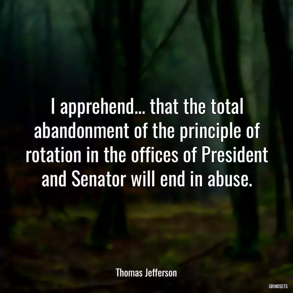 I apprehend... that the total abandonment of the principle of rotation in the offices of President and Senator will end in abuse.