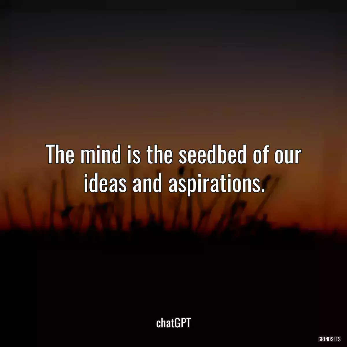 The mind is the seedbed of our ideas and aspirations.