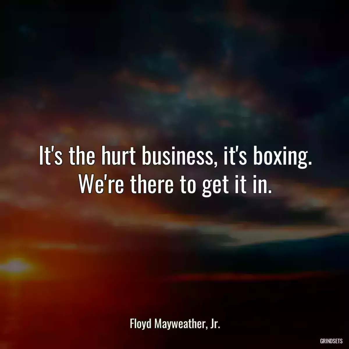 It\'s the hurt business, it\'s boxing. We\'re there to get it in.