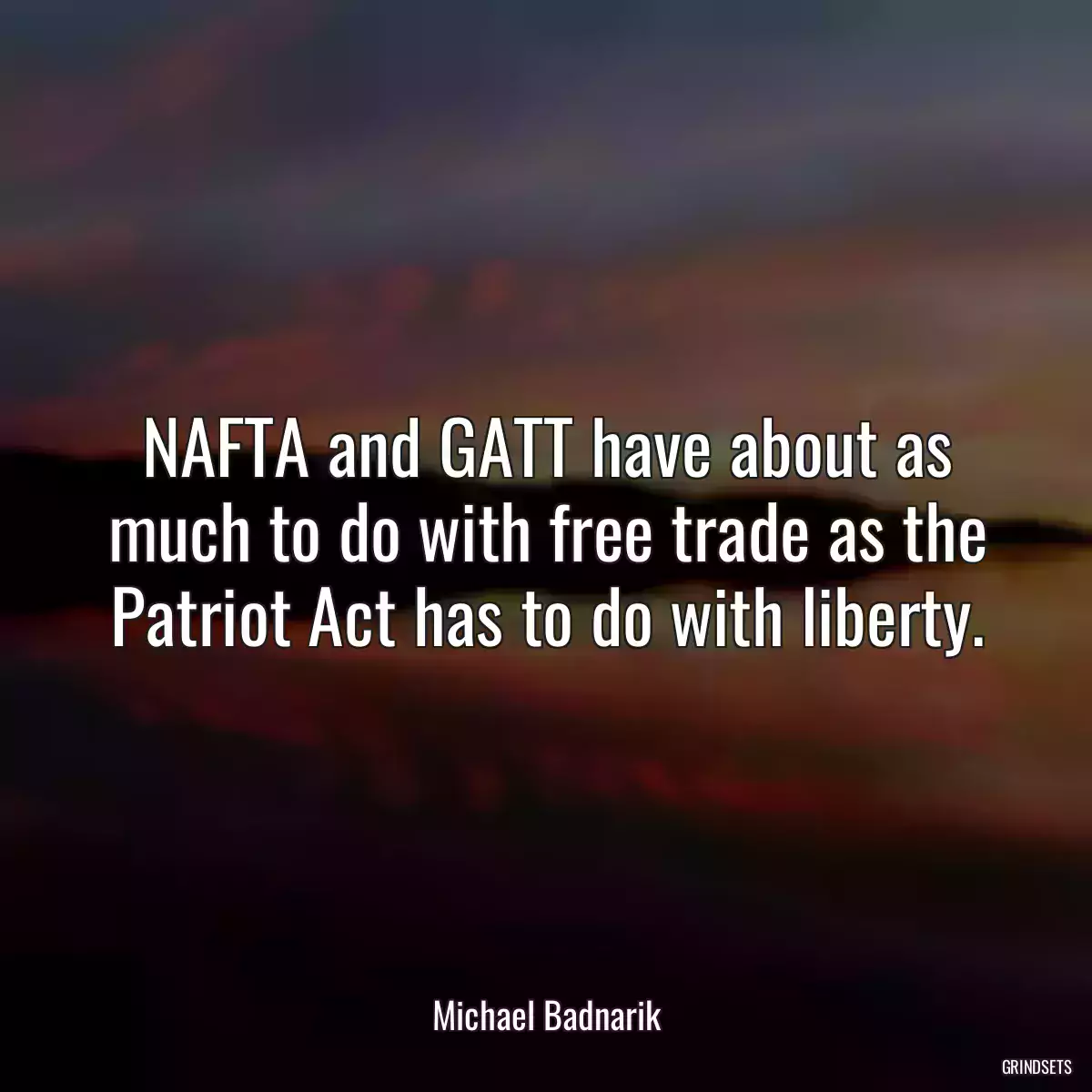 NAFTA and GATT have about as much to do with free trade as the Patriot Act has to do with liberty.