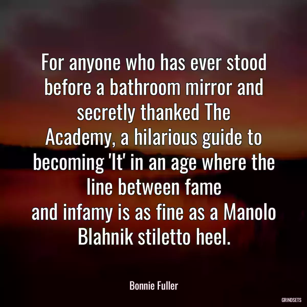 For anyone who has ever stood before a bathroom mirror and secretly thanked The
Academy, a hilarious guide to becoming \'It\' in an age where the line between fame
and infamy is as fine as a Manolo Blahnik stiletto heel.