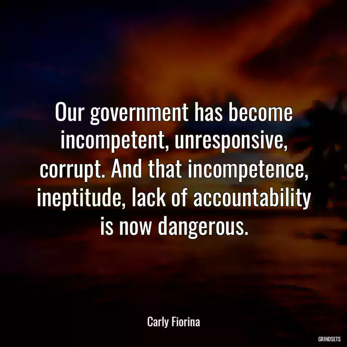 Our government has become incompetent, unresponsive, corrupt. And that incompetence, ineptitude, lack of accountability is now dangerous.