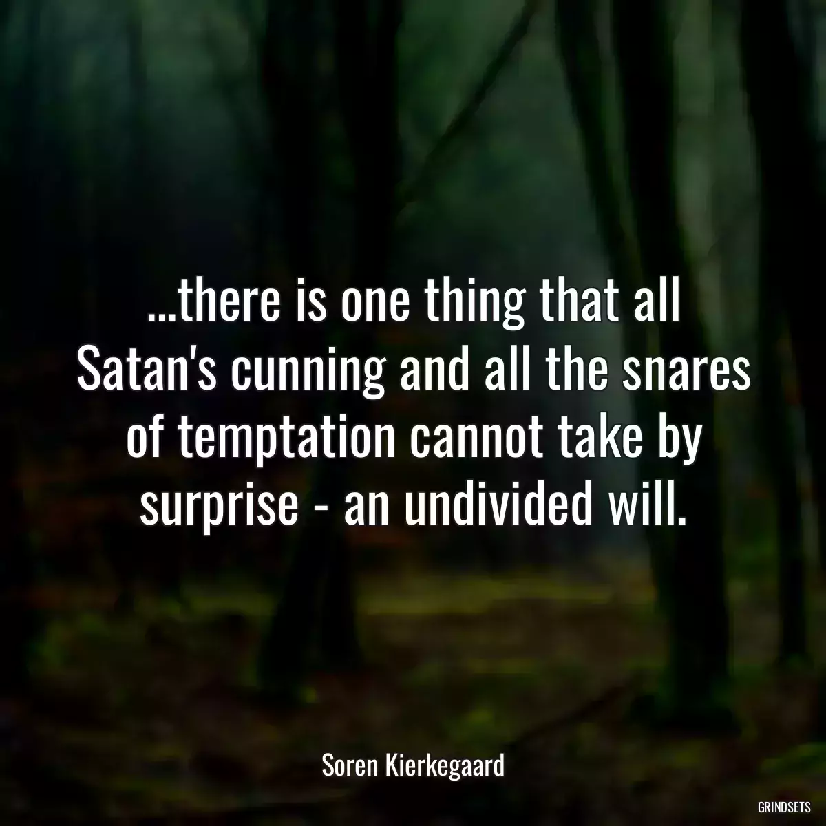 ...there is one thing that all Satan\'s cunning and all the snares of temptation cannot take by surprise - an undivided will.