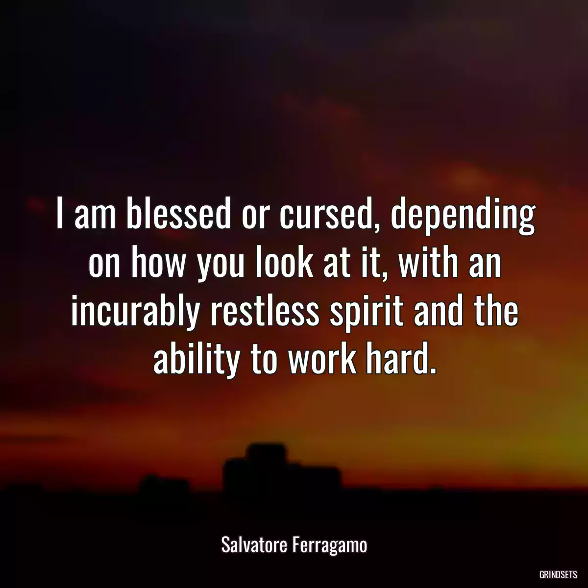 I am blessed or cursed, depending on how you look at it, with an incurably restless spirit and the ability to work hard.