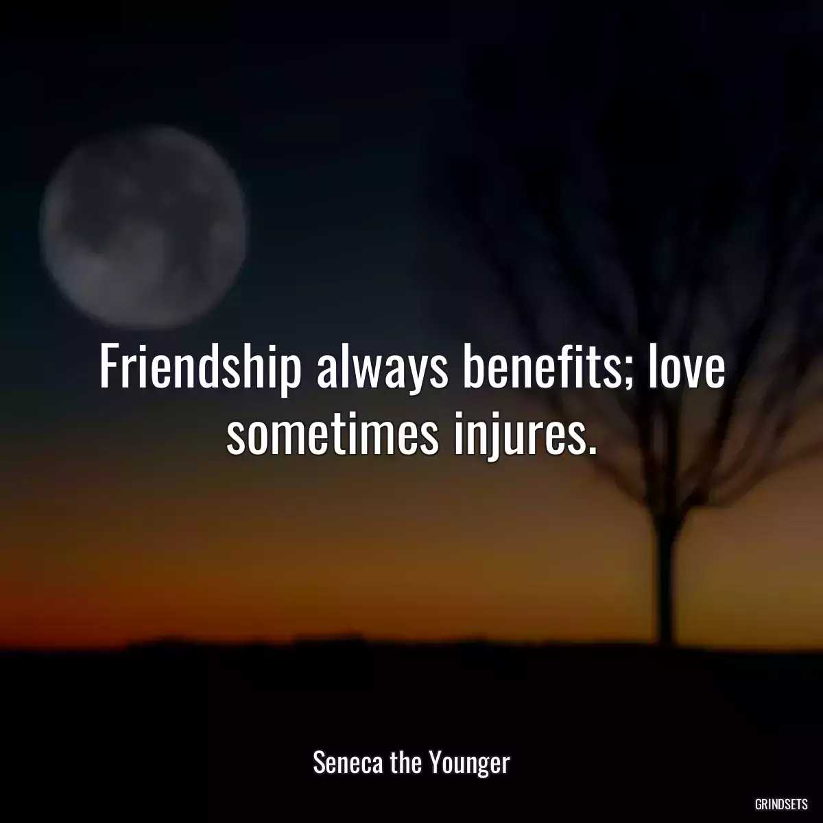 Friendship always benefits; love sometimes injures.