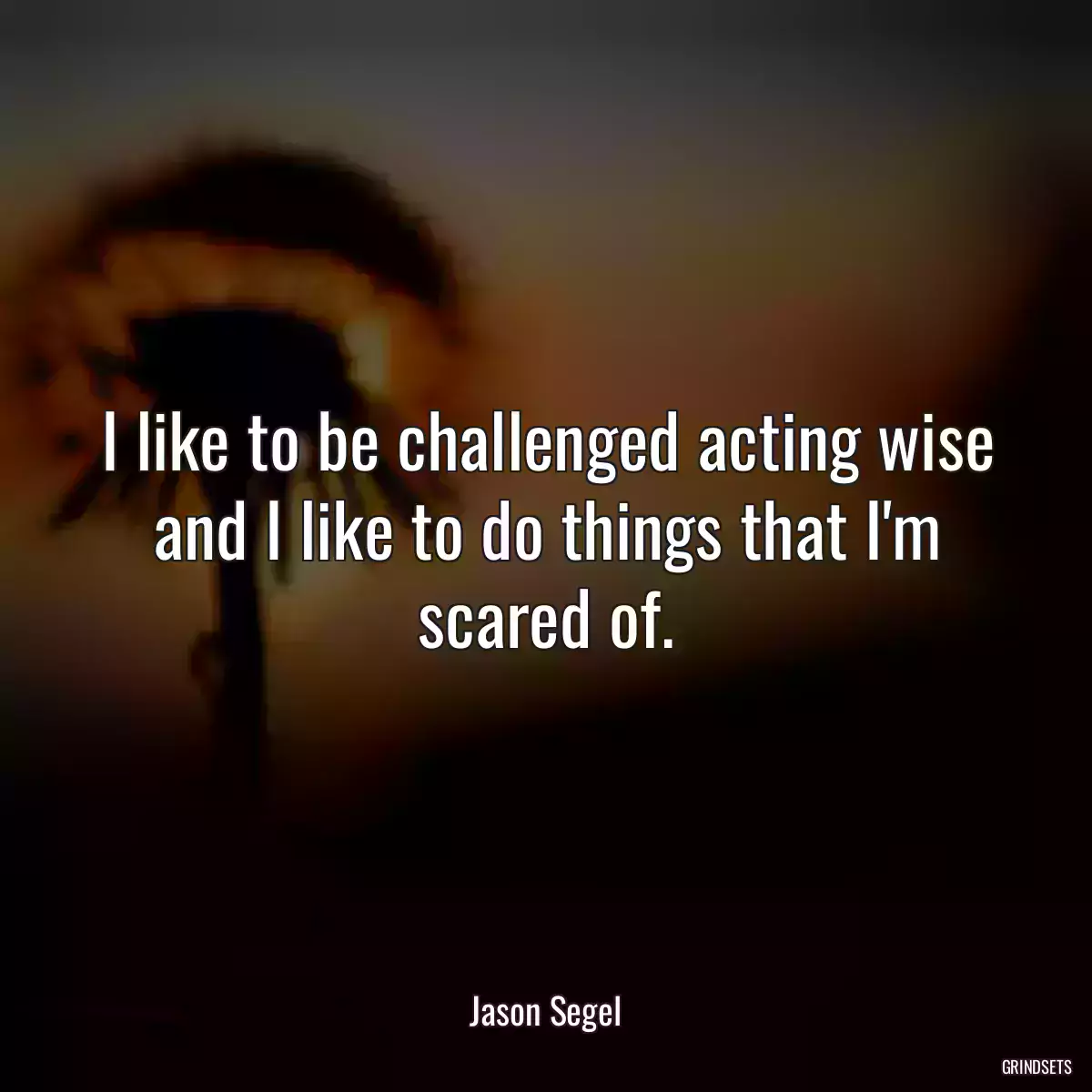 I like to be challenged acting wise and I like to do things that I\'m scared of.