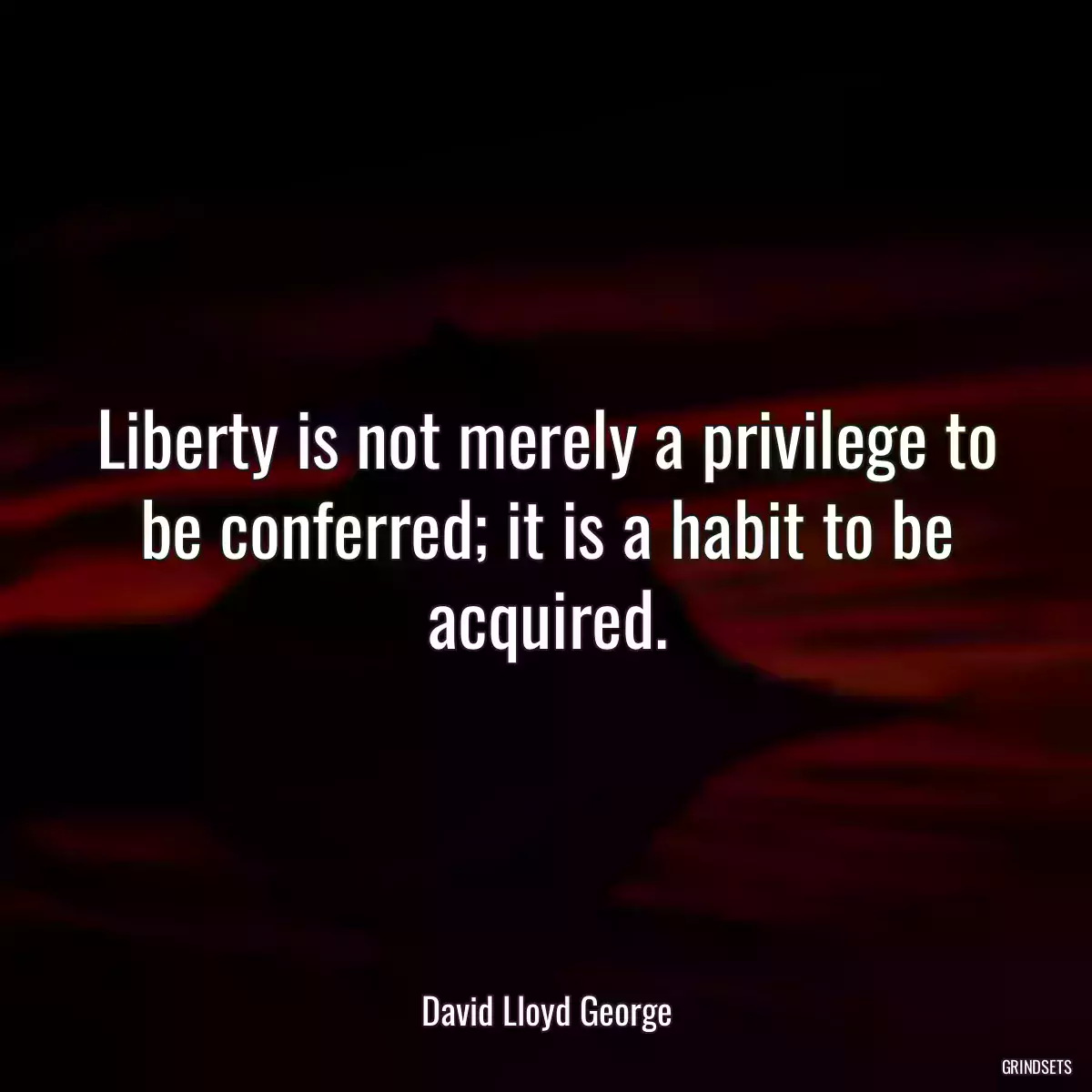 Liberty is not merely a privilege to be conferred; it is a habit to be acquired.