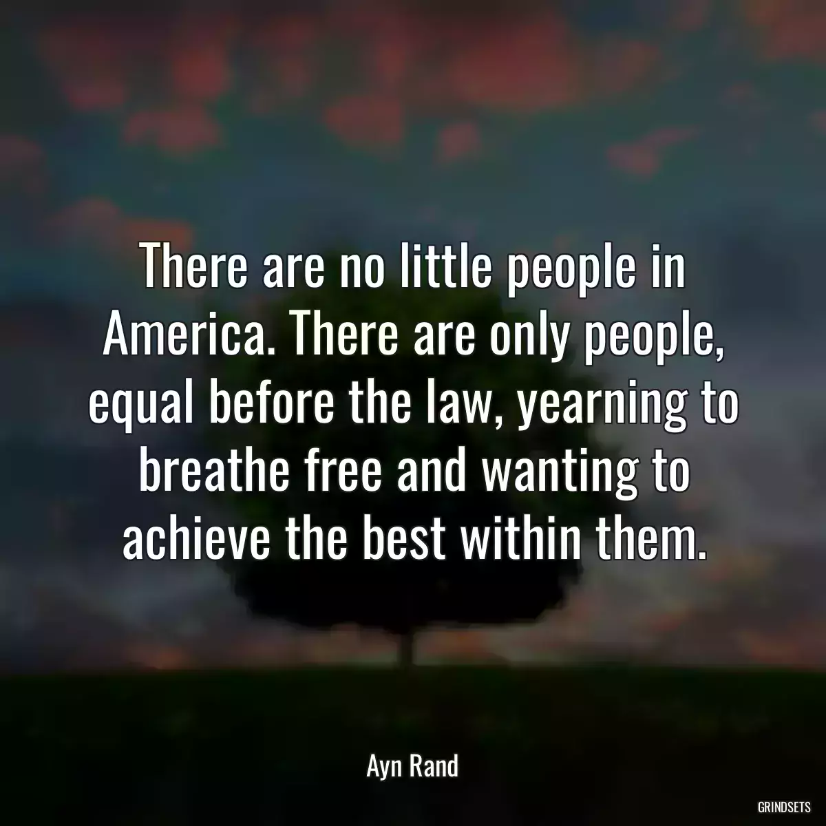 There are no little people in America. There are only people, equal before the law, yearning to breathe free and wanting to achieve the best within them.