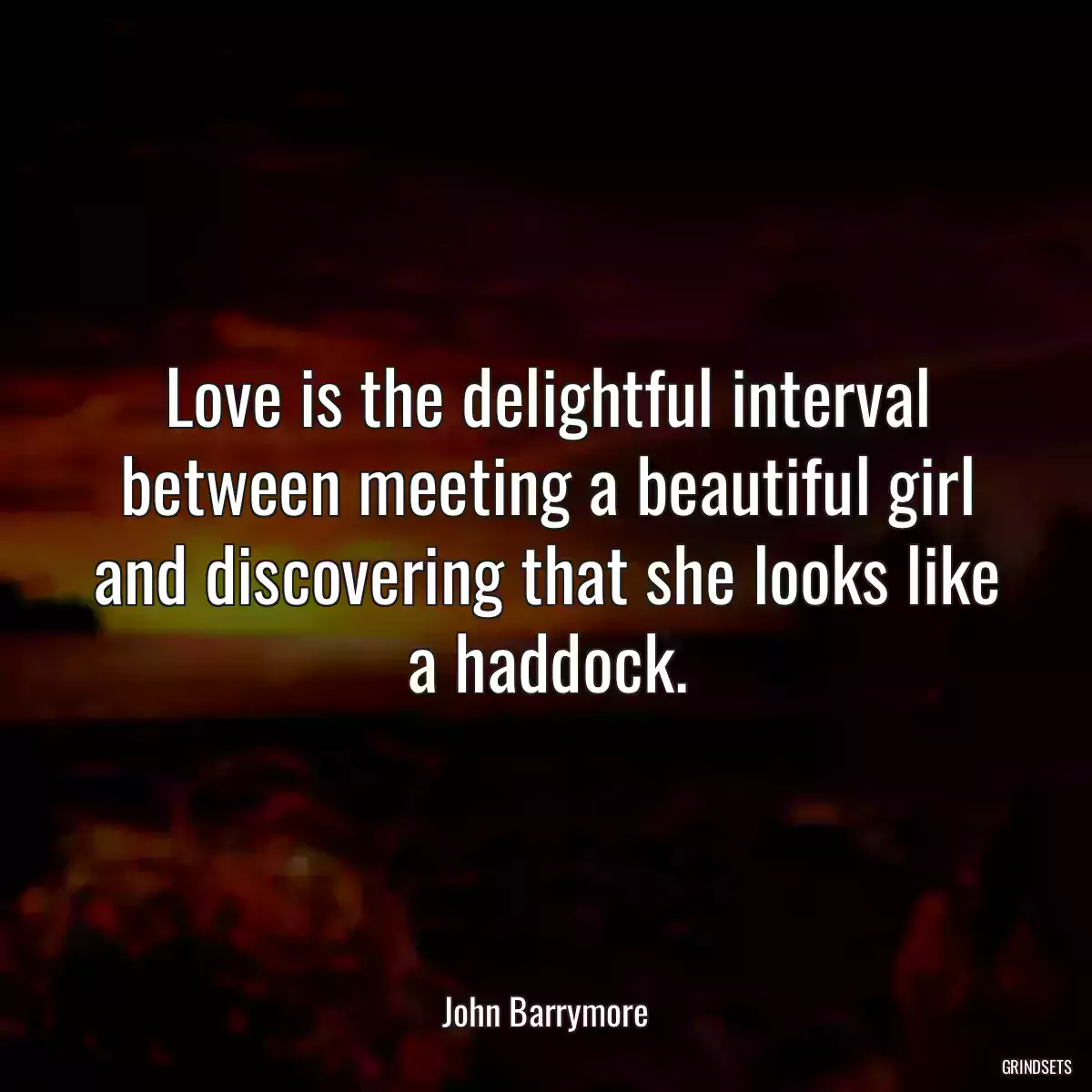 Love is the delightful interval between meeting a beautiful girl and discovering that she looks like a haddock.