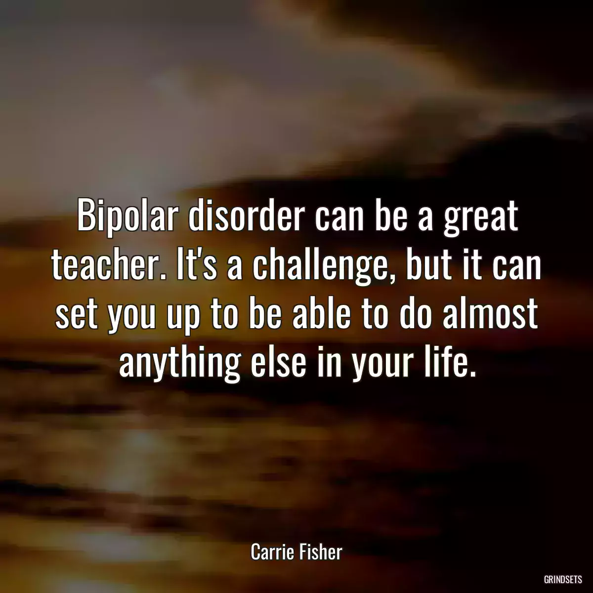 Bipolar disorder can be a great teacher. It\'s a challenge, but it can set you up to be able to do almost anything else in your life.