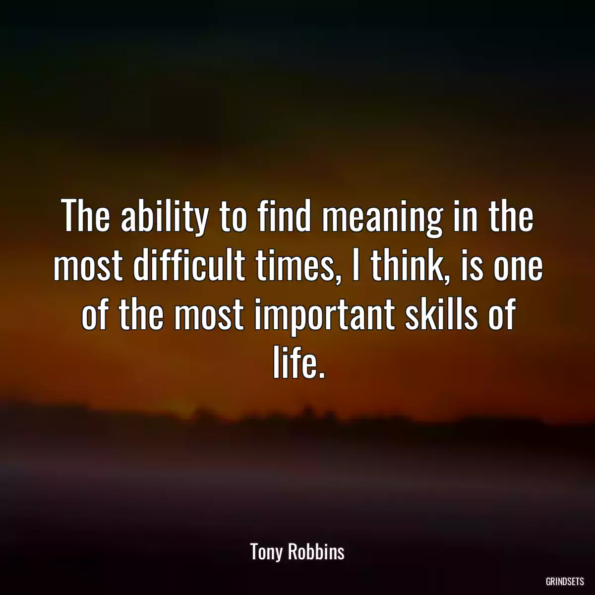 The ability to find meaning in the most difficult times, I think, is one of the most important skills of life.