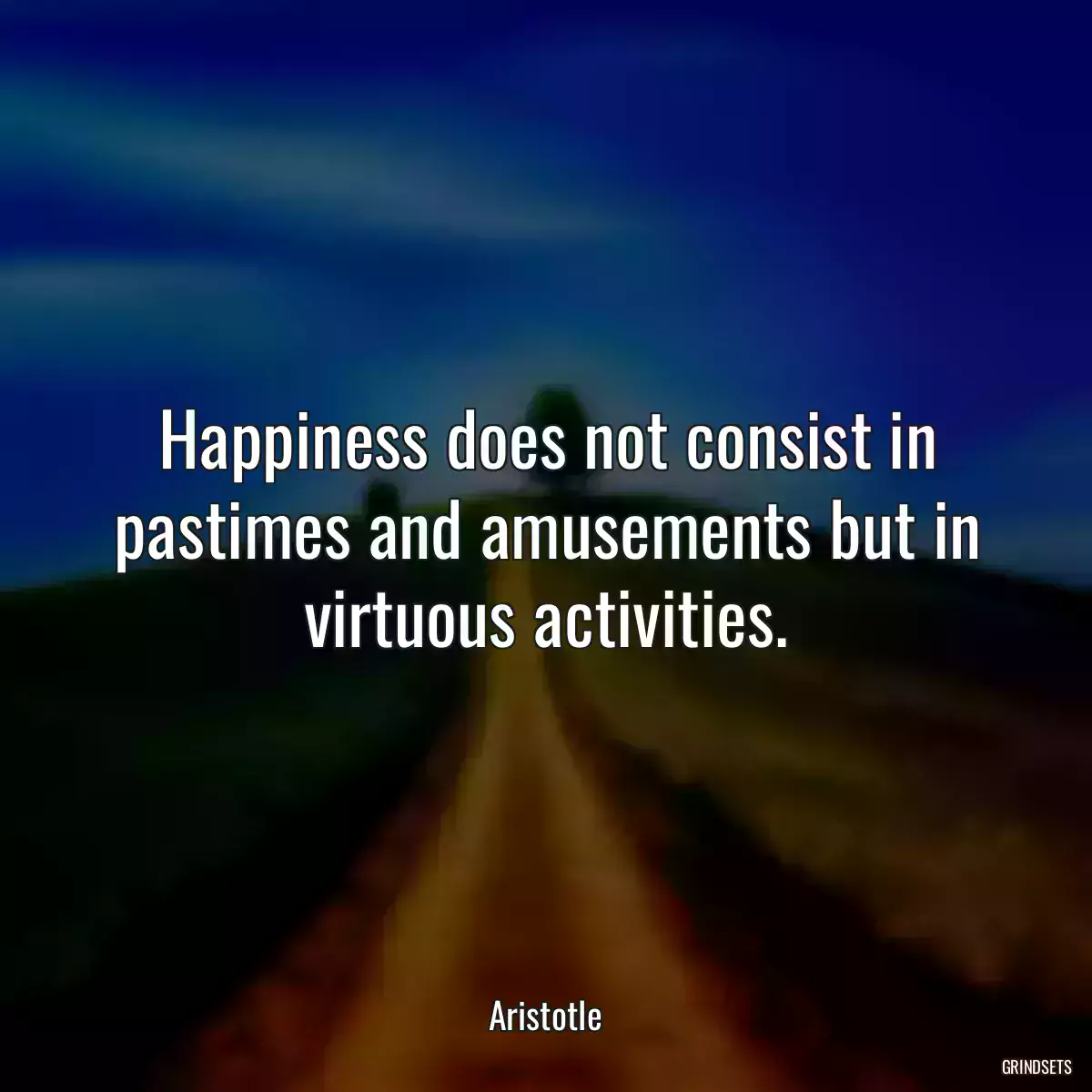 Happiness does not consist in pastimes and amusements but in virtuous activities.