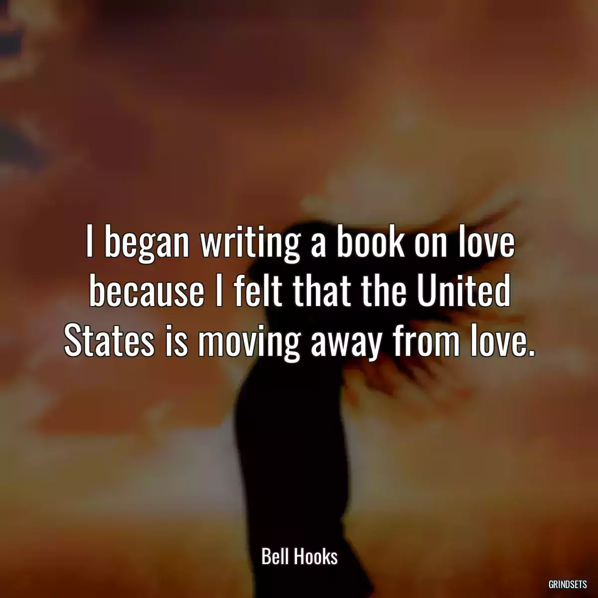 I began writing a book on love because I felt that the United States is moving away from love.