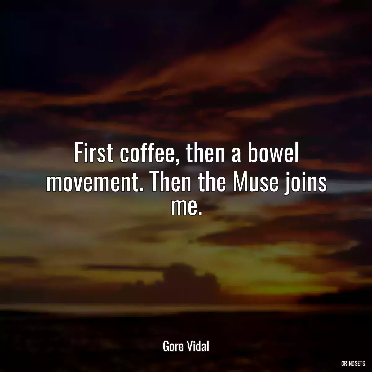 First coffee, then a bowel movement. Then the Muse joins me.