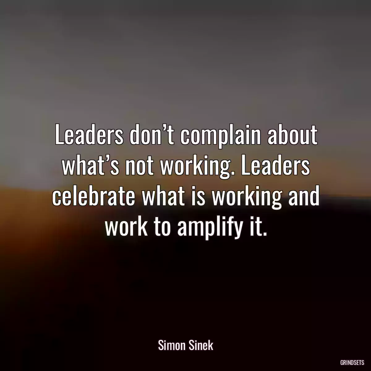 Leaders don’t complain about what’s not working. Leaders celebrate what is working and work to amplify it.