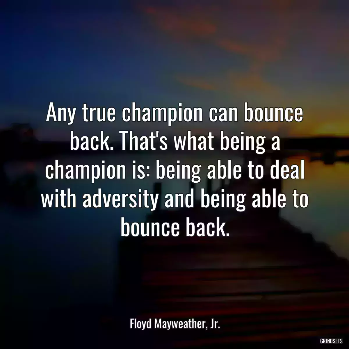 Any true champion can bounce back. That\'s what being a champion is: being able to deal with adversity and being able to bounce back.