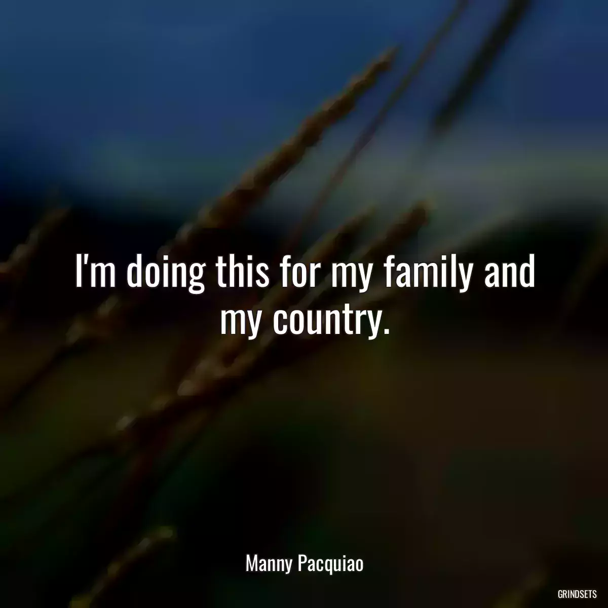 I\'m doing this for my family and my country.