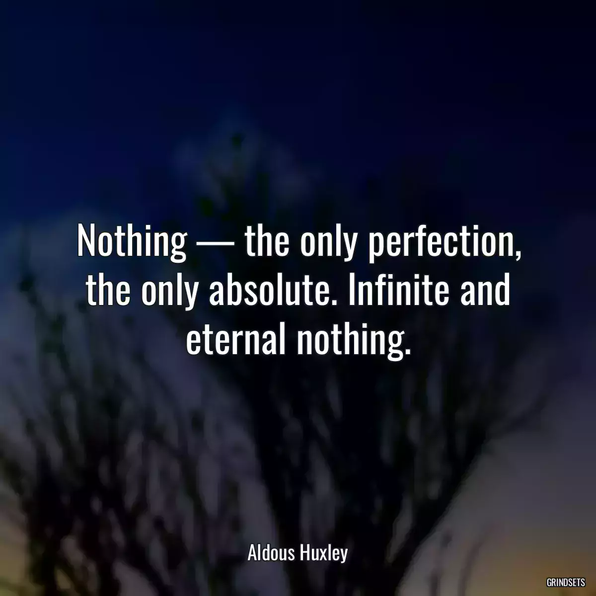 Nothing — the only perfection, the only absolute. Infinite and eternal nothing.