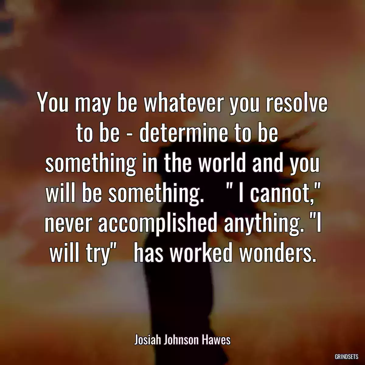 You may be whatever you resolve to be - determine to be   something in the world and you will be something.    \