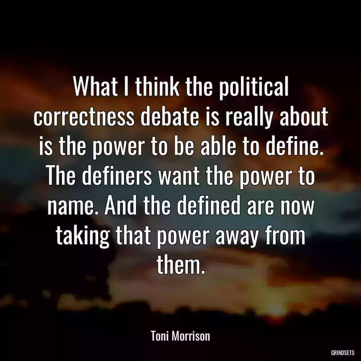 What I think the political correctness debate is really about is the power to be able to define. The definers want the power to name. And the defined are now taking that power away from them.