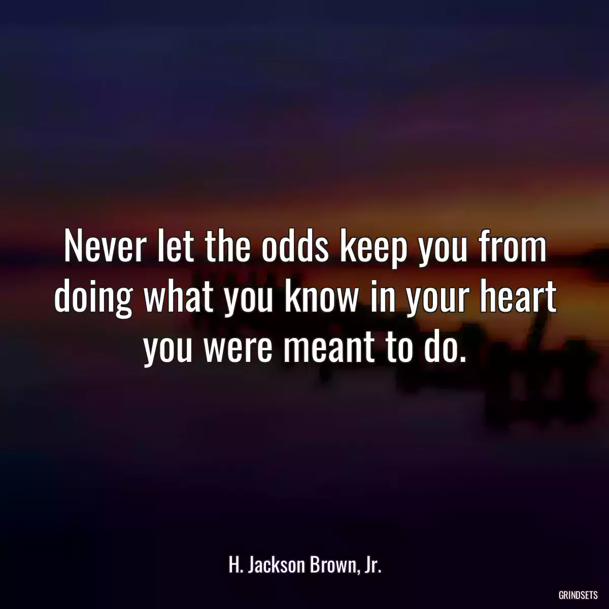 Never let the odds keep you from doing what you know in your heart you were meant to do.