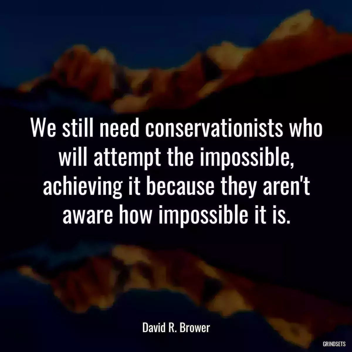 We still need conservationists who will attempt the impossible, achieving it because they aren\'t aware how impossible it is.