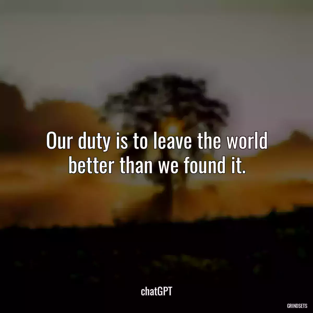 Our duty is to leave the world better than we found it.