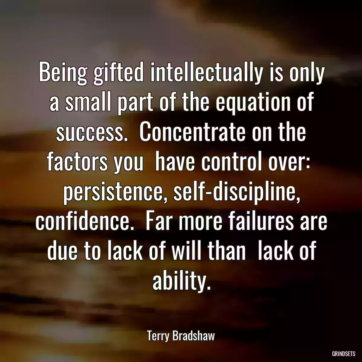 Being gifted intellectually is only a small part of the equation of success.  Concentrate on the factors you  have control over:  persistence, self-discipline, confidence.  Far more failures are due to lack of will than  lack of ability.