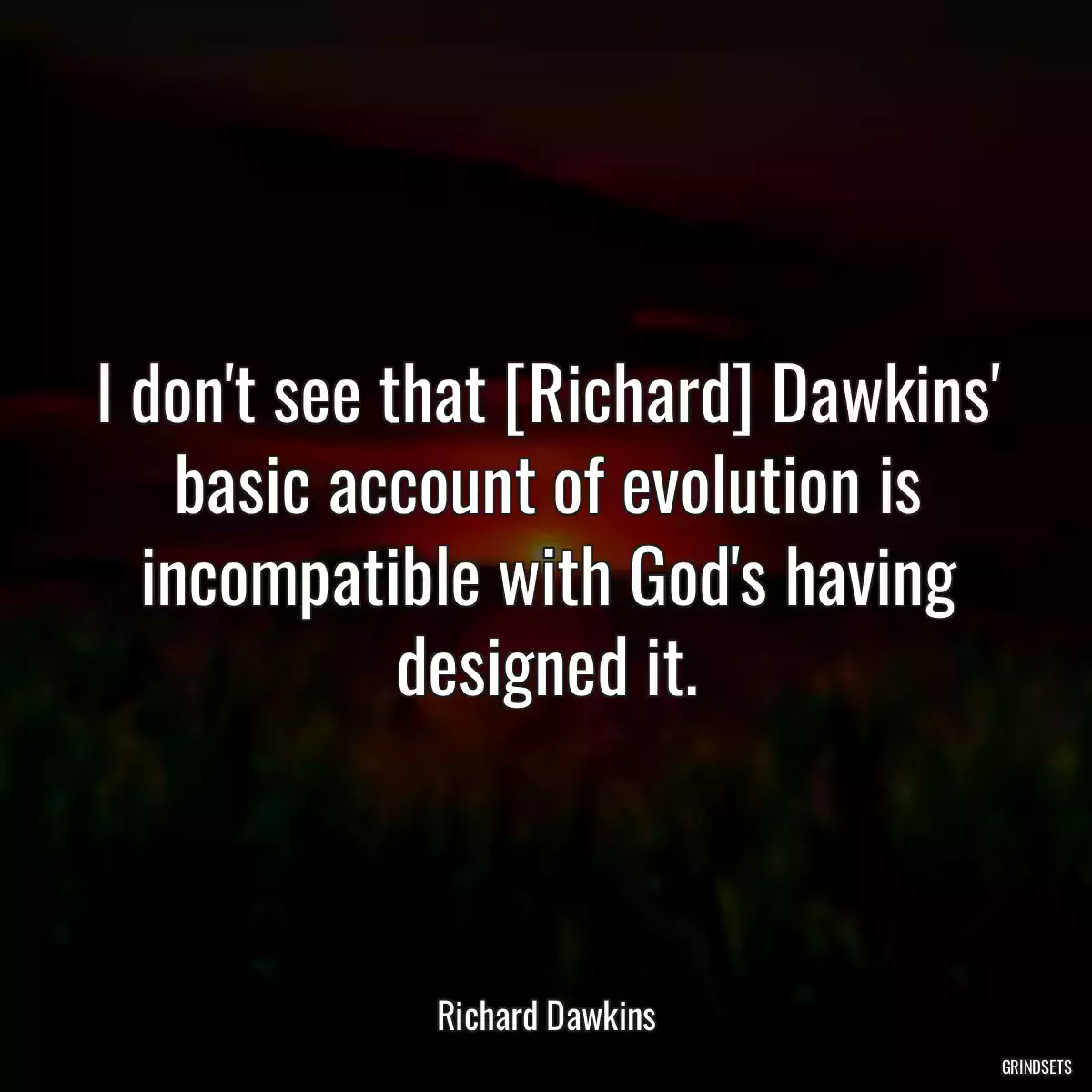 I don\'t see that [Richard] Dawkins\' basic account of evolution is incompatible with God\'s having designed it.