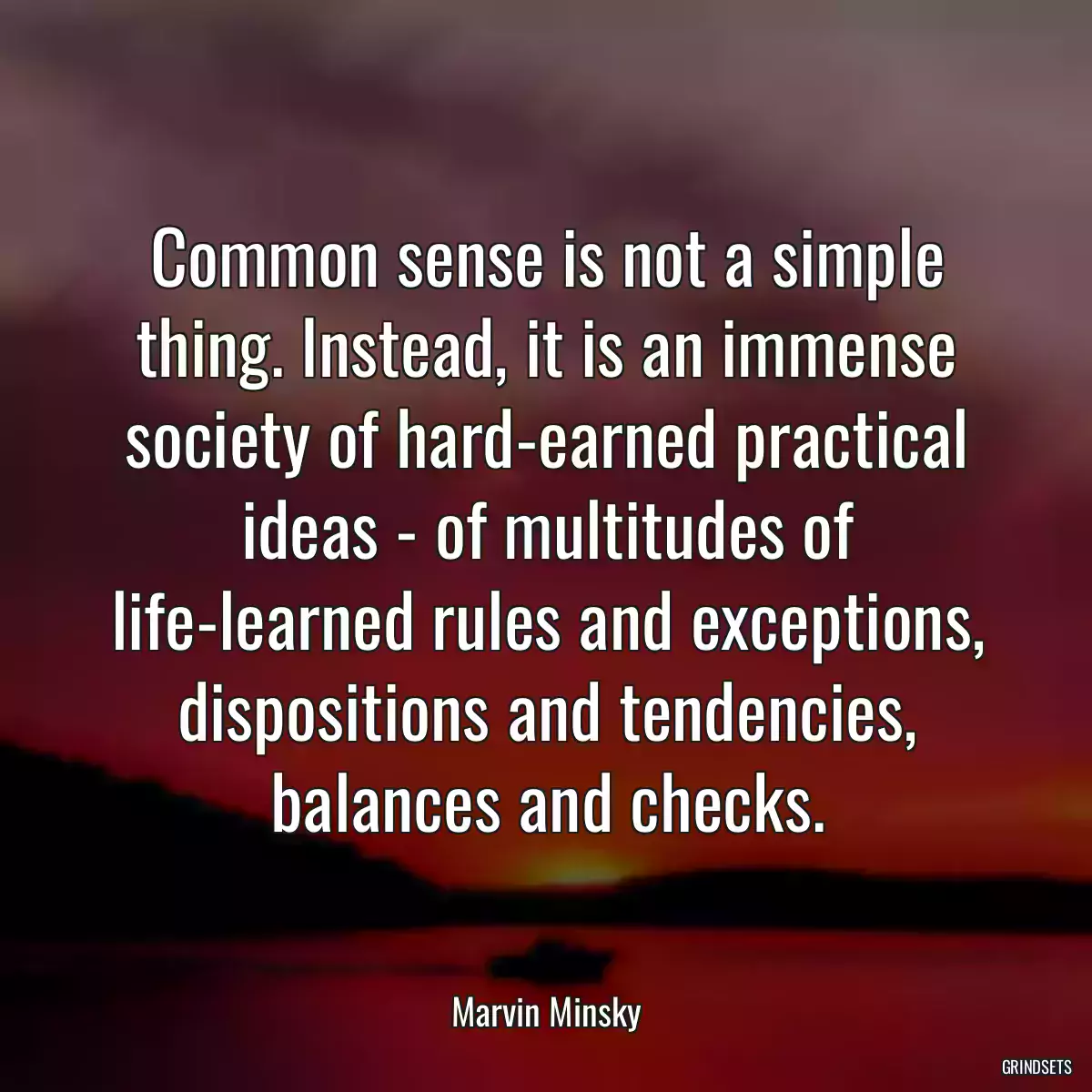 Common sense is not a simple thing. Instead, it is an immense society of hard-earned practical ideas - of multitudes of life-learned rules and exceptions, dispositions and tendencies, balances and checks.