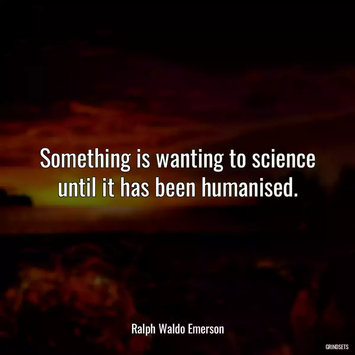 Something is wanting to science until it has been humanised.