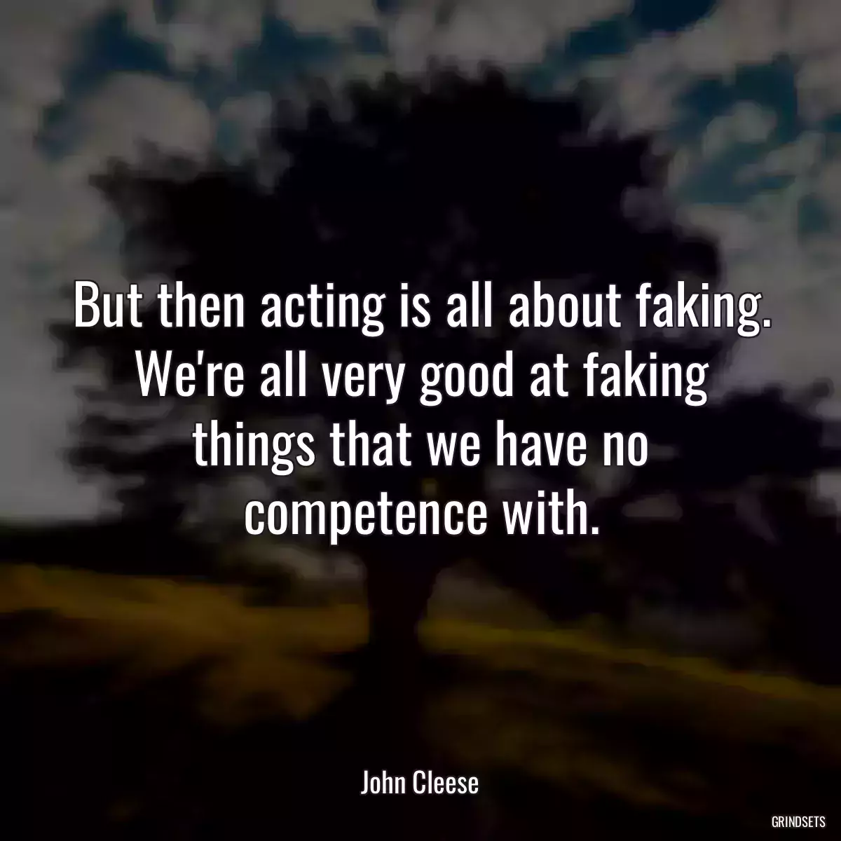 But then acting is all about faking. We\'re all very good at faking things that we have no competence with.