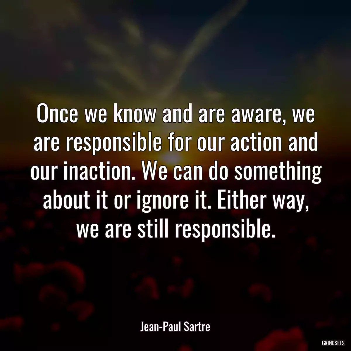 Once we know and are aware, we are responsible for our action and our inaction. We can do something about it or ignore it. Either way, we are still responsible.