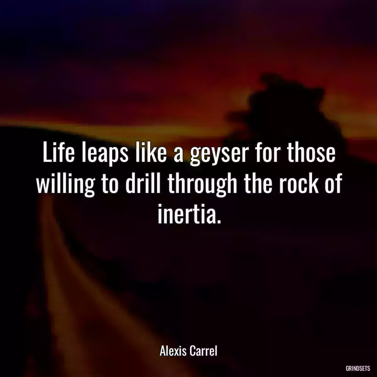 Life leaps like a geyser for those willing to drill through the rock of inertia.