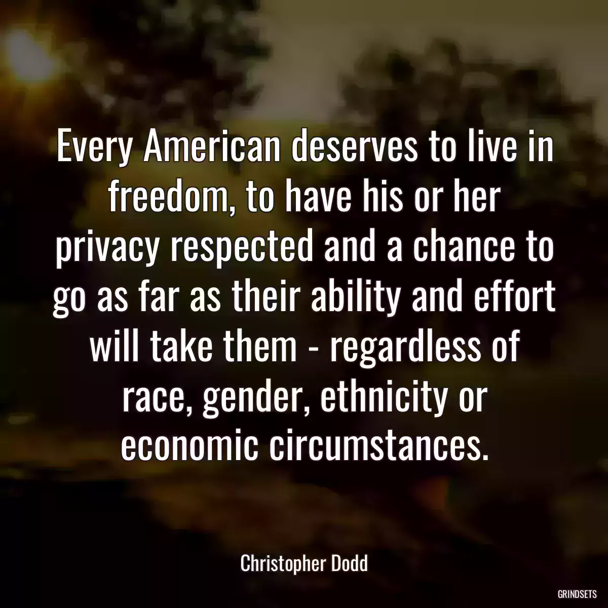 Every American deserves to live in freedom, to have his or her privacy respected and a chance to go as far as their ability and effort will take them - regardless of race, gender, ethnicity or economic circumstances.