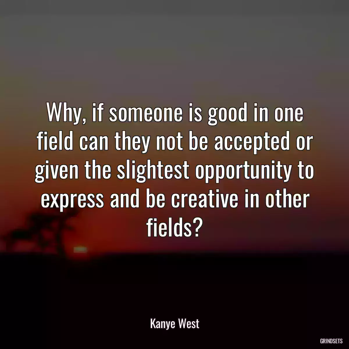 Why, if someone is good in one field can they not be accepted or given the slightest opportunity to express and be creative in other fields?