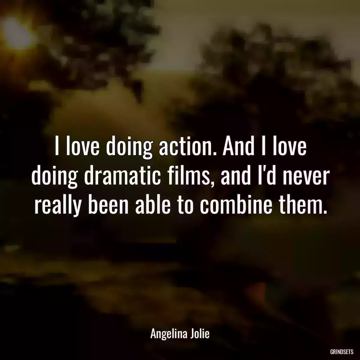 I love doing action. And I love doing dramatic films, and I\'d never really been able to combine them.