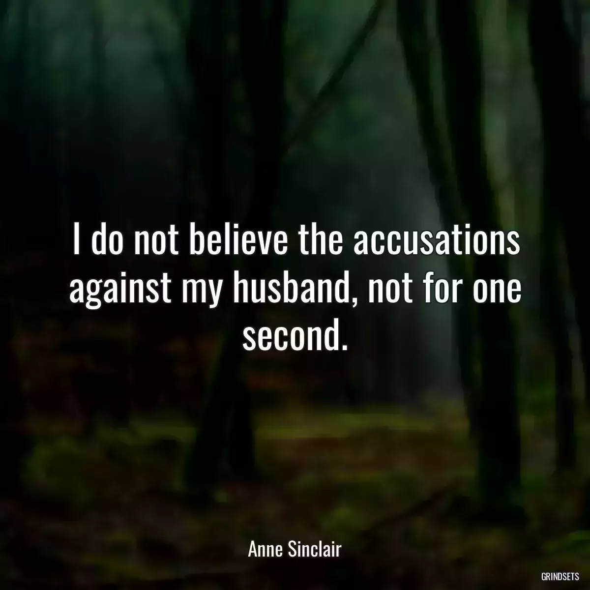 I do not believe the accusations against my husband, not for one second.